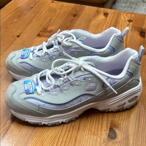 Skechers Gray and White Chunky Athletic Shoes - Picture 7 of 14